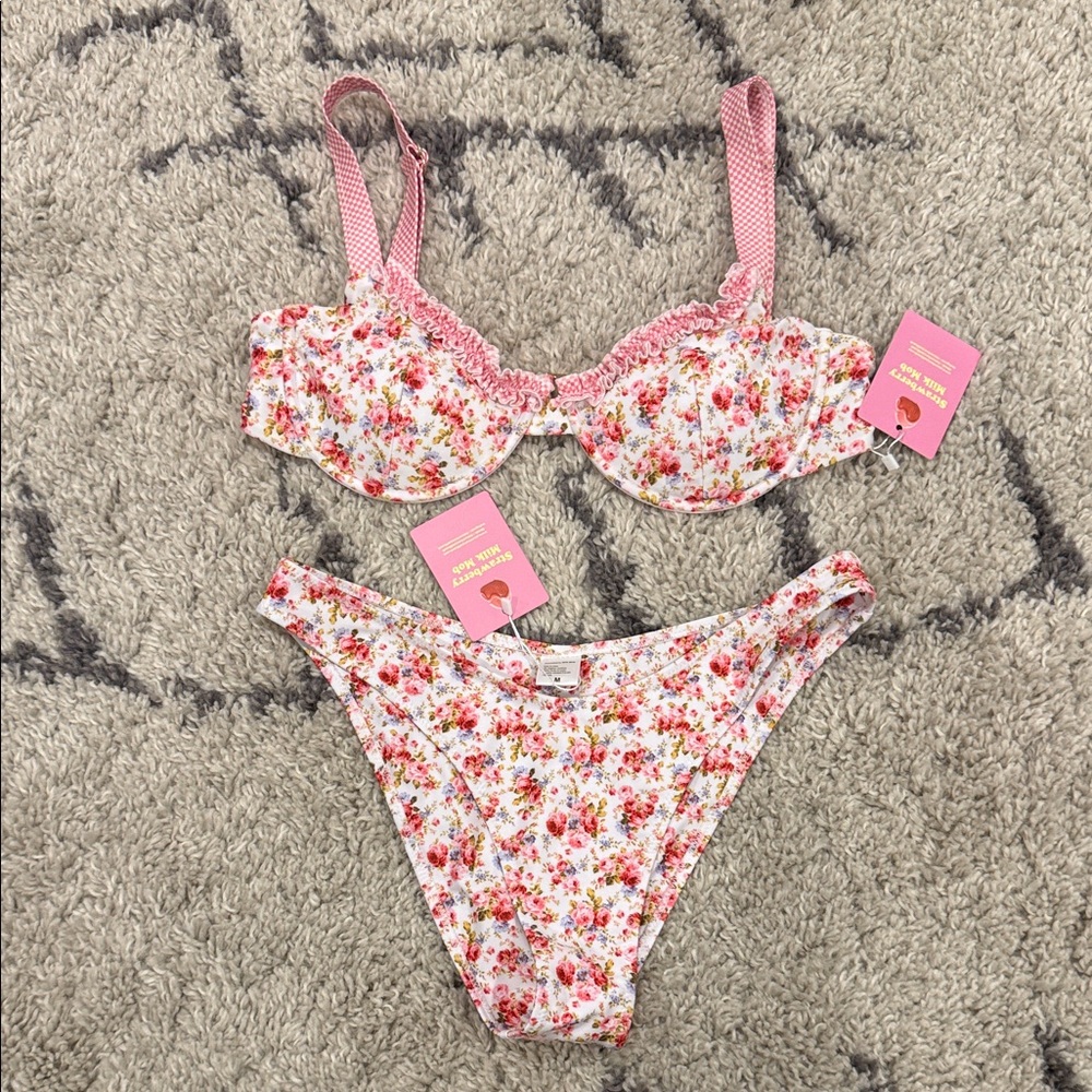 Strawberry Milk Mob Floral Bikini